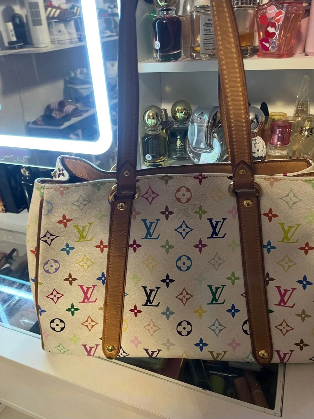 Louis Vuitton White Murakami Takashi Aurelia Tote